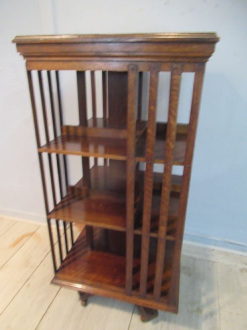 TALL OAK EDWARDIAN REVOLVING BOOKCASE - ADDITIONAL PHOTO 2