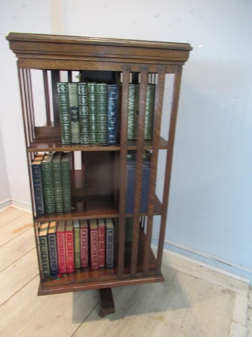 TALL OAK EDWARDIAN REVOLVING BOOKCASE - ADDITIONAL PHOTO 3