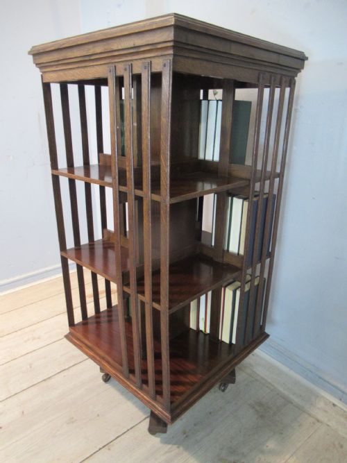 TALL OAK EDWARDIAN REVOLVING BOOKCASE - ADDITIONAL PHOTO 6