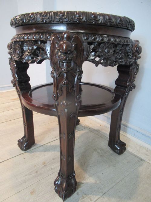 19TH CENTURY HARD WOOD AND MARBLE TOP SIDE TABLE STAND - ADDITIONAL PHOTO 1