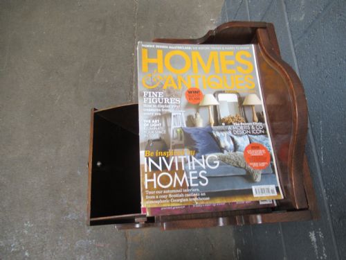 UNUSUAL OAK 1920S MAGAZINE RACK AND FOLDING READING TABLE - ADDITIONAL PHOTO 8