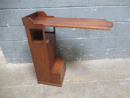 UNUSUAL OAK 1920S MAGAZINE RACK AND FOLDING READING TABLE - ADDITIONAL PHOTO 10