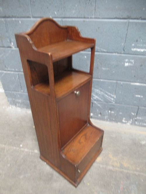 UNUSUAL OAK 1920S MAGAZINE RACK AND FOLDING READING TABLE - ADDITIONAL PHOTO 1