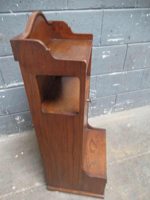 UNUSUAL OAK 1920S MAGAZINE RACK AND FOLDING READING TABLE - ADDITIONAL PHOTO 2