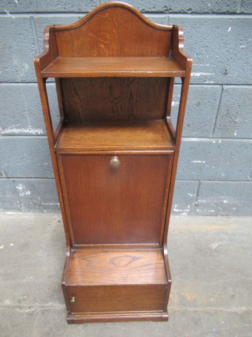 UNUSUAL OAK 1920S MAGAZINE RACK AND FOLDING READING TABLE - ADDITIONAL PHOTO 4