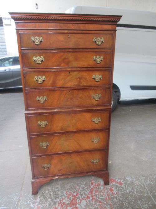 Mahogany  Tall Boy Chest on Chest  with Seven Drawers