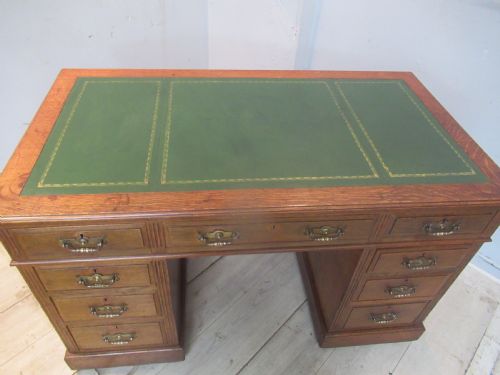 Edwardian  Period Oak Knee Hole Desk