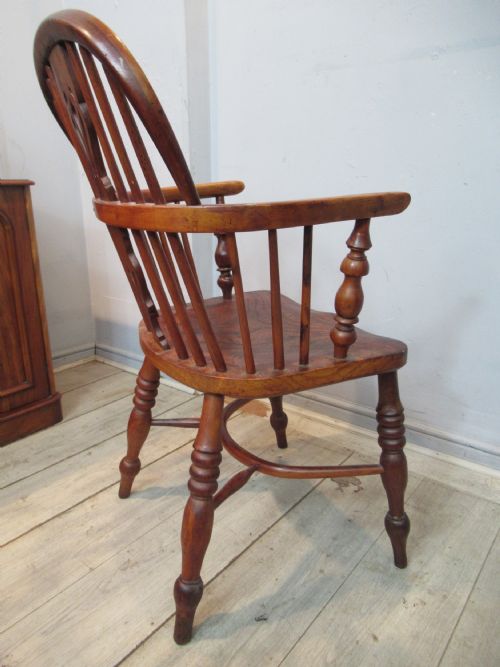 19TH CENTURY YEW WOOD WINDSOR ARM CHAIR - ADDITIONAL PHOTO 6