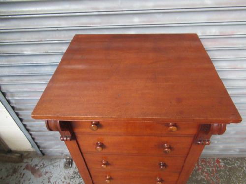 TALL VICTORIAN MAHOGANY WELLINGTON CHEST OF DRAWERS - ADDITIONAL PHOTO 4