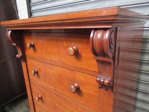 TALL VICTORIAN MAHOGANY WELLINGTON CHEST OF DRAWERS - ADDITIONAL PHOTO 5