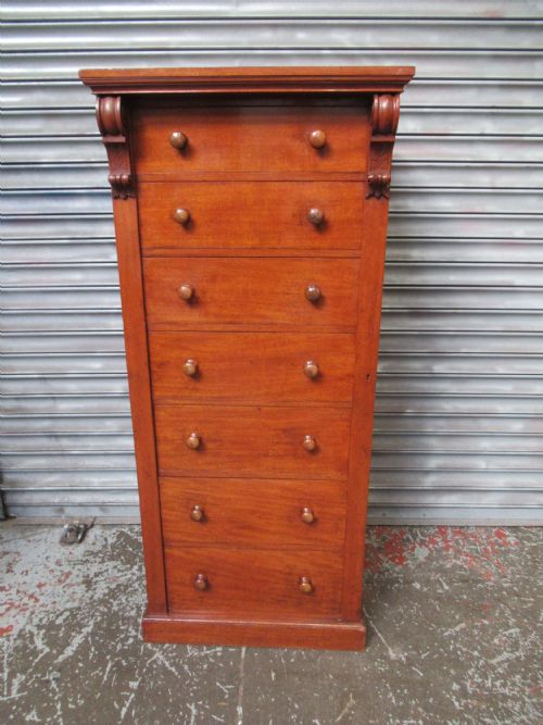 TALL VICTORIAN MAHOGANY WELLINGTON CHEST OF DRAWERS - ADDITIONAL PHOTO 1