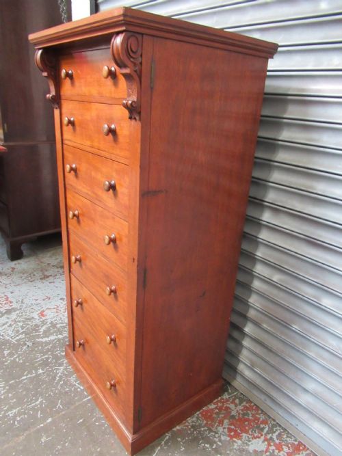 TALL VICTORIAN MAHOGANY WELLINGTON CHEST OF DRAWERS - ADDITIONAL PHOTO 2
