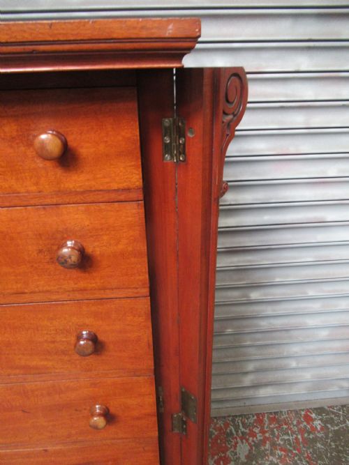 TALL VICTORIAN MAHOGANY WELLINGTON CHEST OF DRAWERS - ADDITIONAL PHOTO 6