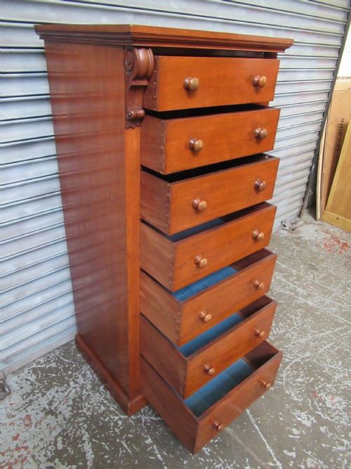 TALL VICTORIAN MAHOGANY WELLINGTON CHEST OF DRAWERS - ADDITIONAL PHOTO 7