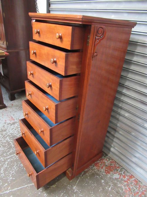 TALL VICTORIAN MAHOGANY WELLINGTON CHEST OF DRAWERS - ADDITIONAL PHOTO 8
