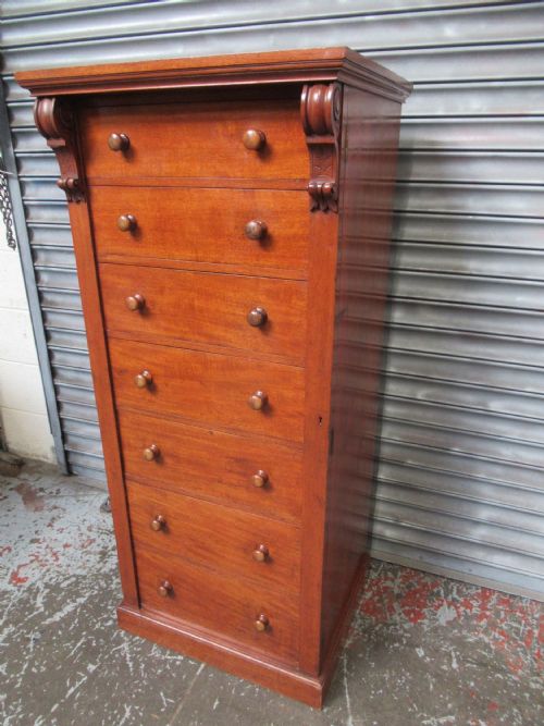 TALL VICTORIAN MAHOGANY WELLINGTON CHEST OF DRAWERS - ADDITIONAL PHOTO 9