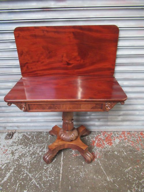 VICTORIAN MAHOGANY FOLD OVER TEA TABLE - ADDITIONAL PHOTO 6