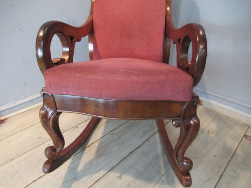 VICTORIAN MAHOGANY ROCKING CHAIR - ADDITIONAL PHOTO 5