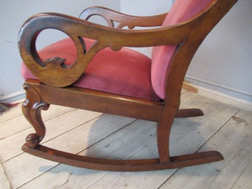 VICTORIAN MAHOGANY ROCKING CHAIR - ADDITIONAL PHOTO 8