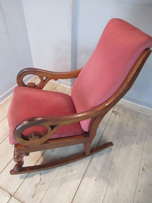 VICTORIAN MAHOGANY ROCKING CHAIR - ADDITIONAL PHOTO 1