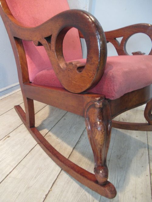 VICTORIAN MAHOGANY ROCKING CHAIR - ADDITIONAL PHOTO 6