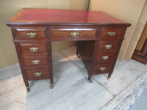 Small Size Late Victorian Mahogany Knee Hole Desk