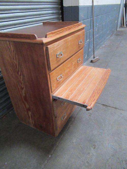 UNUSUAL SHIPS PITCH PINE CHEST OF DRAWERS SS ORONTES - ADDITIONAL PHOTO 10