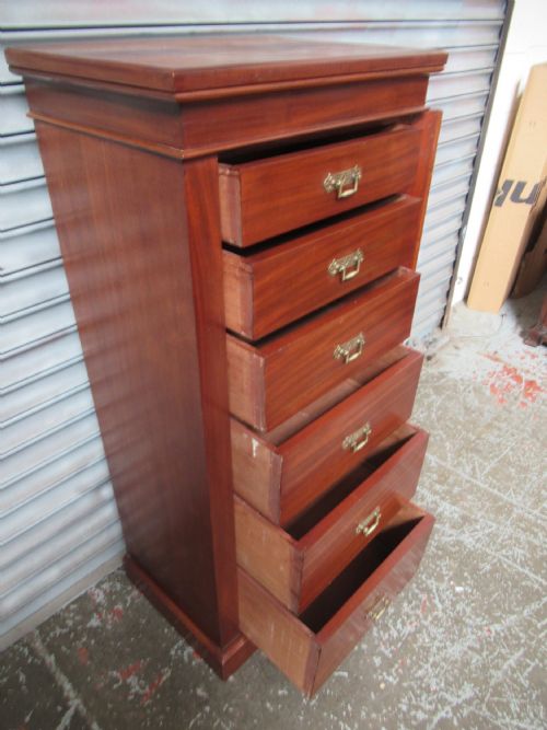 VICTORIAN MAHOGANY WELLINGTON CHEST OF DRAWERS - ADDITIONAL PHOTO 6