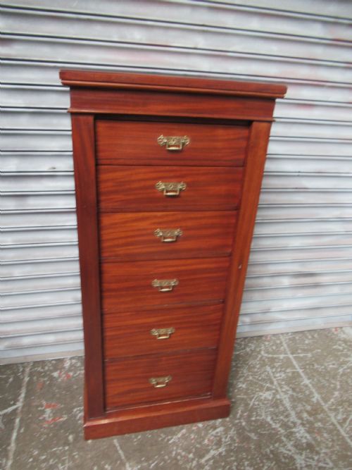 VICTORIAN MAHOGANY WELLINGTON CHEST OF DRAWERS - ADDITIONAL PHOTO 9