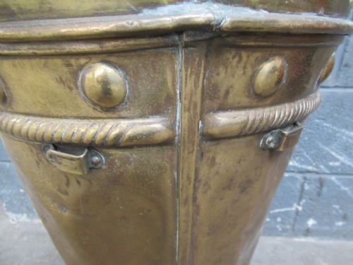 TALL BRASS EMBOSSED STICK HOLDER LOG BIN - ADDITIONAL PHOTO 9