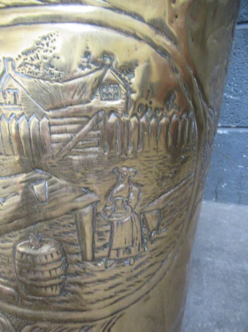 TALL BRASS EMBOSSED STICK HOLDER LOG BIN - ADDITIONAL PHOTO 5