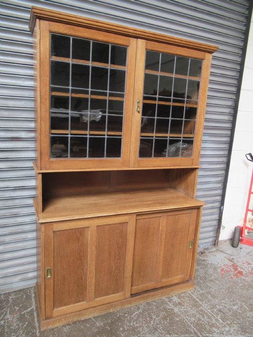A LIGHT OAK BOOKCASE OR KITCHEN CUPBOARD - ADDITIONAL PHOTO 8