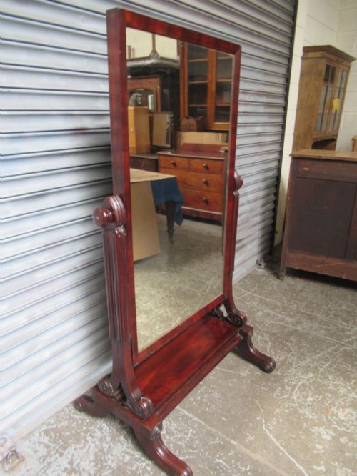 19TH CENTURY MAHOGANY CHEVAL SWING MIRROR - ADDITIONAL PHOTO 2