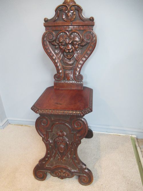 A VICTORIAN 1880S MAHOGANY HALL OR SIDE CHAIR