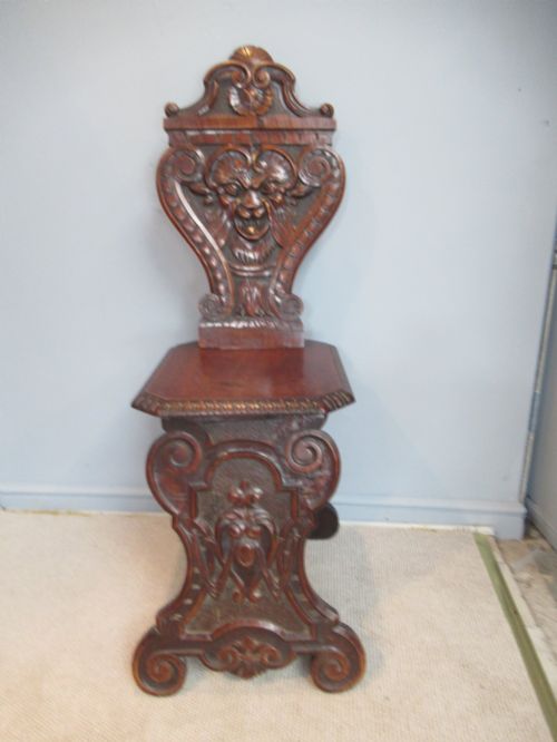 A VICTORIAN 1880S MAHOGANY HALL OR SIDE CHAIR - ADDITIONAL PHOTO 1