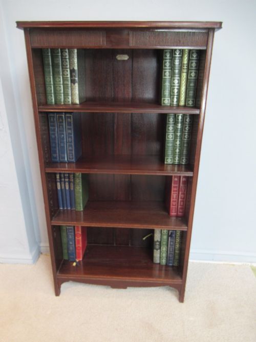MAHOGANY OPEN BOOKCASE BY WARING AND GILLOWS - ADDITIONAL PHOTO 1