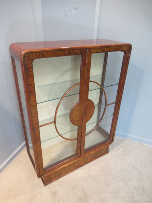 BURR WALNUT ART DECO PERIOD DISPLAY CABINET - ADDITIONAL PHOTO 6