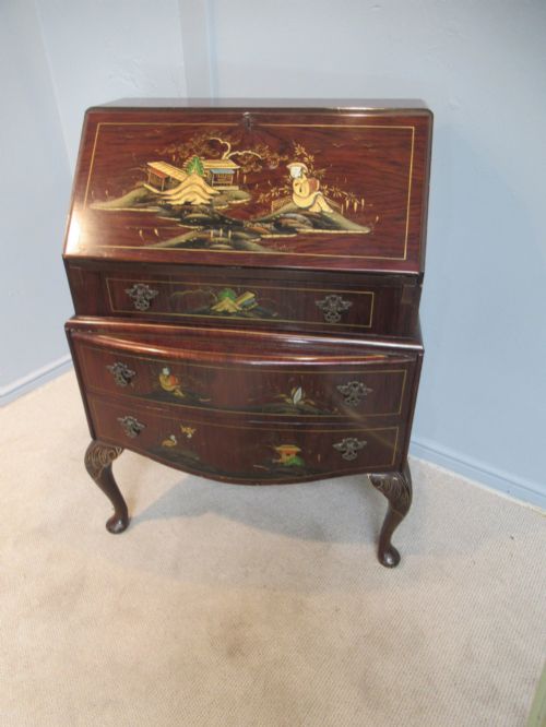 WALNUT WRITING BUREAU WITH CHINOISERIE DECORATION - ADDITIONAL PHOTO 1