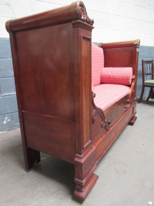 19TH CENTURY MAHOGANY BENCH SEAT - ADDITIONAL PHOTO 2