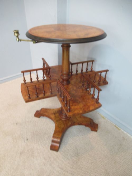 SCOTTISH BURR WALNUT 19TH CENTURY REVOLVING BOOKSTAND