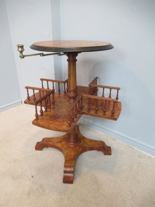 SCOTTISH BURR WALNUT 19TH CENTURY REVOLVING BOOKSTAND - ADDITIONAL PHOTO 7