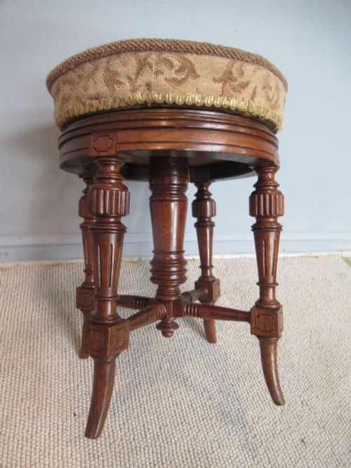 VICTORIAN WALNUT REVOLVING STOOL - ADDITIONAL PHOTO 3