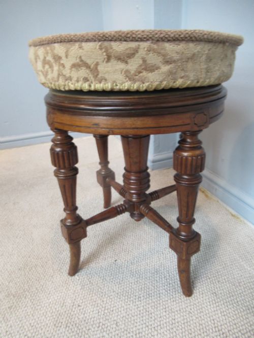 VICTORIAN WALNUT REVOLVING STOOL - ADDITIONAL PHOTO 5