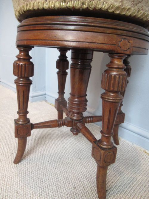 VICTORIAN WALNUT REVOLVING STOOL - ADDITIONAL PHOTO 6