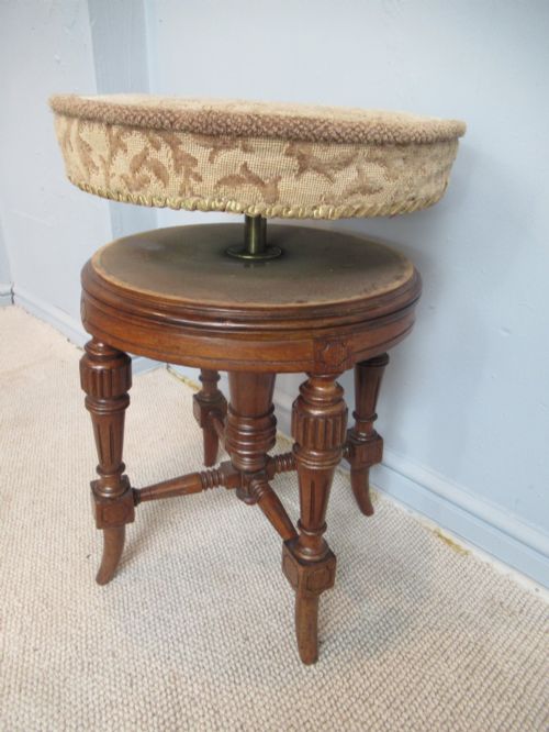 VICTORIAN WALNUT REVOLVING STOOL - ADDITIONAL PHOTO 7