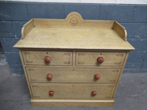 VICTORIAN ORIGINAL PAINTED AND DATED PINE CHEST OF DRAWERS - ADDITIONAL PHOTO 2