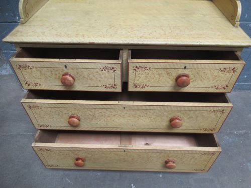 VICTORIAN ORIGINAL PAINTED AND DATED PINE CHEST OF DRAWERS - ADDITIONAL PHOTO 8
