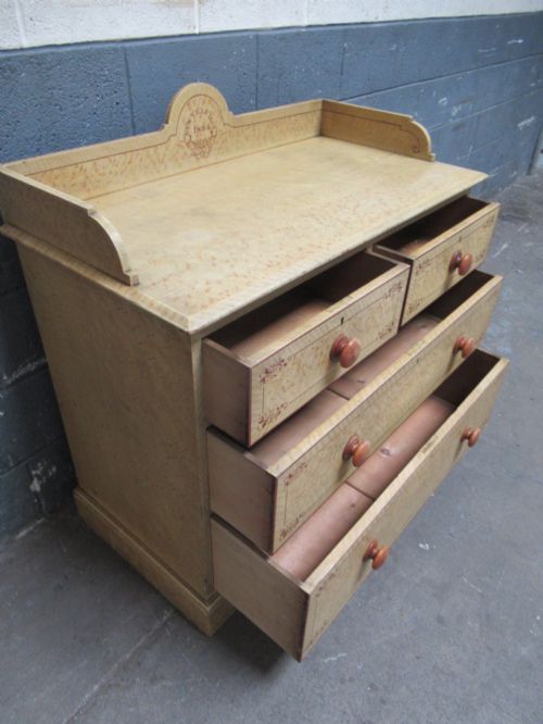 VICTORIAN ORIGINAL PAINTED AND DATED PINE CHEST OF DRAWERS - ADDITIONAL PHOTO 9