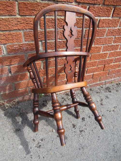 ANTIQUE CHILDS WINDSOR ARM CHAIR - ADDITIONAL PHOTO 7
