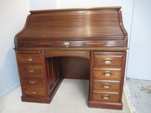 Large Walnut Roll Top Desk